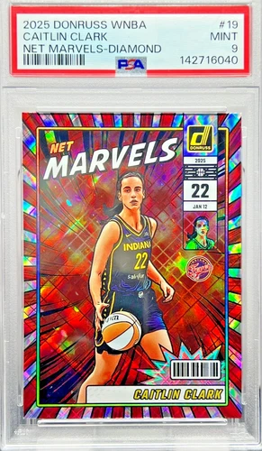 2025 Donruss WNBA Caitlin Clark Red Diamond Holo SP Net Marvels Fever PSA 9 MINT