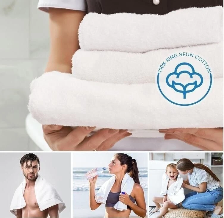 New 20x40/22x44 White Cotton Bulk Pack Of 12,36,72 Multi-Purpose Hotel Towels - Image 2 of 4