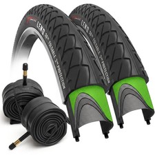 Set 26x2.125 City Bicycle Tire Tubes Schrader/Presta - Foldable 54-559 Black