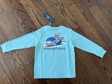 NWT Toddler Vineyard Vines Long Sleeve Graphic T-Shirt 4t Whale Ski Gear Aqua