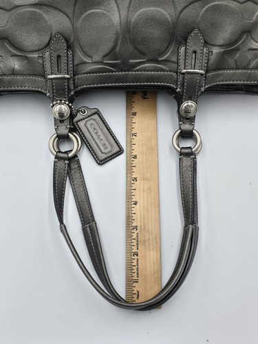 COACH F15242 Metallic Pewter Grey Embossed Signature C Leather Purse EUC - Picture 10 of 19