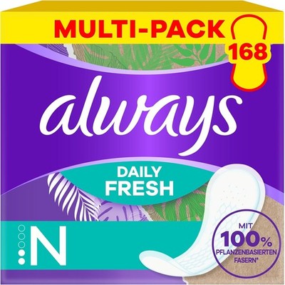 Always Daily Fresh Slipeinlagen Normal 168 Stück 4er Pack Pflanzenbasiert