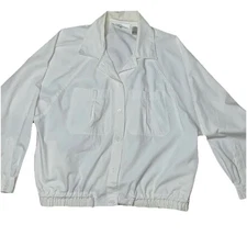 Gitano Jacket VTG Lightweight Windbreaker waist drawstring collared off white L