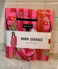 Room Service 2 Piece Pajama Set Pink Striped Cheetah Women s Size Medium New