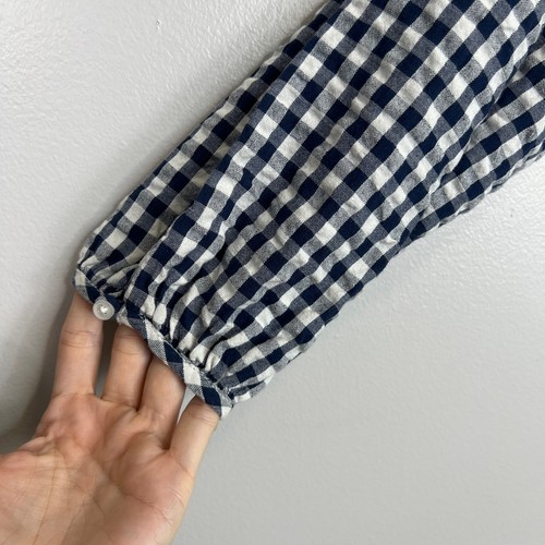 Seafolly Australia Ally Gingham Top Women Small Embroidered Plaid Peasant NEW - Picture 7 of 14