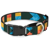 Plastic Martingale Collar Geometric8 Charcoal/Orange/Gold/Blue WIDE- (Us Import)