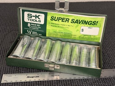 NOS SK Tools 8PC 1/2'' Drive SAE 12PT Deep Socket Set USA  - 4808