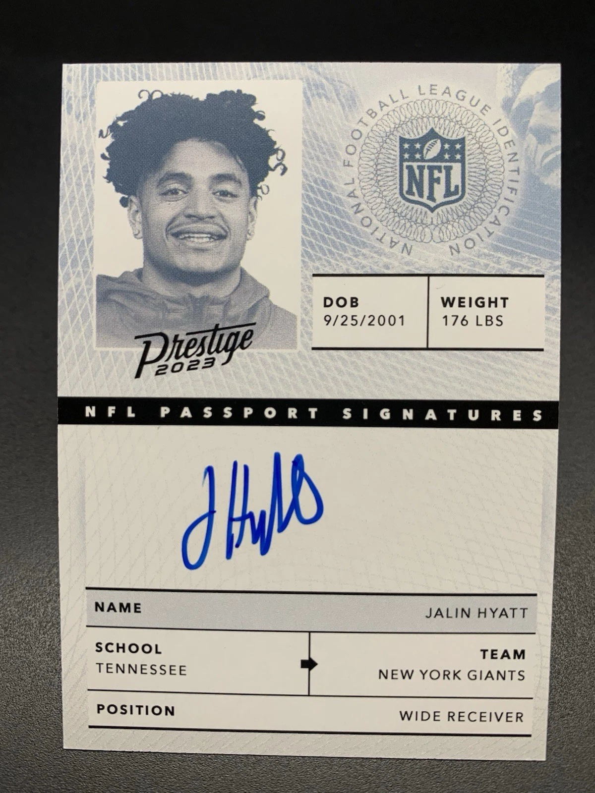 Jalin Hyatt Panini Prestige NFL Passport Signature #NPSJH Base