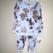 Marvel Spider-Man Boys 2-Piece Long Sleeve Cotton Knit SweatSuit Set Blue 4T