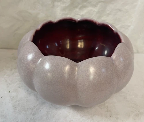 Red Wing Small Bowl Burgundy Two Tone #276 Pumpkin Dish Planter Art Pottery