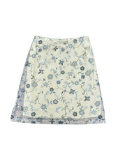 Vintage 90s y2k yellow floral whimsigoth cottagecore knee length pull on skirt M