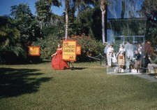 1956 Southern Belle Red Dress + Cypress Gardens Sign 50s Brumberger Glass Slide