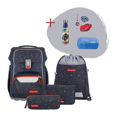 Step by Step Schulranzen Set BASIS Anthrazit Triangles 7tlg Kinder Jungen NEU
