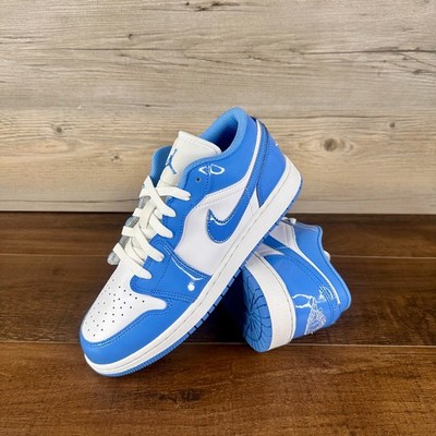 Nike Air Jordan 1 Low UNC Patent GS Size 6.5 White Legend Blue FZ3929 114