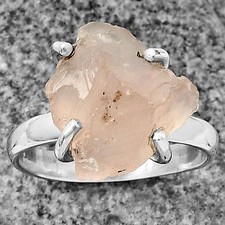 Natural Rose Quartz - Madagascar 925 Sterling Silver Ring s.7 Jewelry R-1052