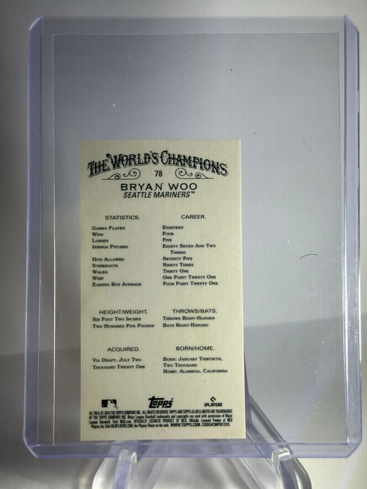 2024 Topps Allen & Ginter BRYAN WOO #78 Chrome Mini Orange Refractor ROOKIE /25 - Image 2 of 2