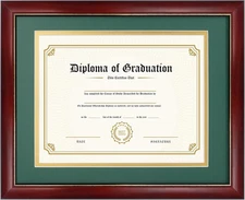 8.5x11 Diploma Frame with Forest Over Gold Mat or Display 11x14 Certificate W...