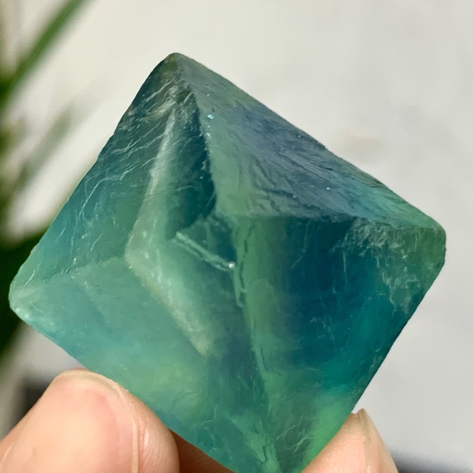 26G Blue Green Fluorite Octahedron Crystal for Healing & Energy
