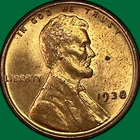 1938 Lincoln Wheat Cent Brilliant Uncirculated BU Coin, Carbon Spots #37626