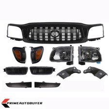 Fits 2001-2004 Toyota Tacoma Front Grille Black Head Signal Lights Set 9pcs Fits 2001-2004 Toyota Tacoma Front Grille Black Head Signal Lights Set 9pcs