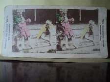 New Educational Stereoview 4th of July Kids setting off Firecrackers Fireworks