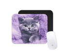 British Shorthair Cat Wrapped in Purple Fur Mouse Pad | Cute Desk Mat Gift