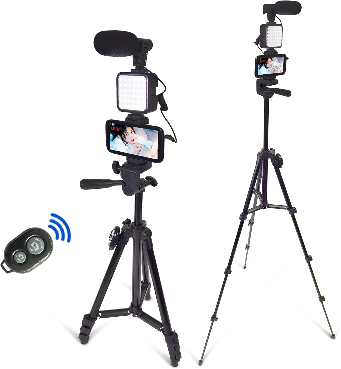 Smartphone Video Kit, Vlogging Kit, Youtuber Kit, with Microphone Light Tripod-image