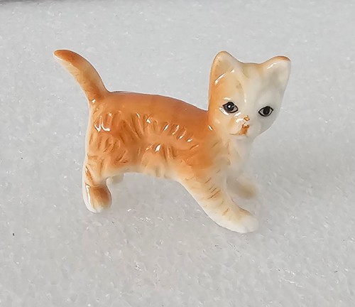 Bone China Japan Orange Tabby Cat Kitten Vintage Mini Figurine 2" Replacement