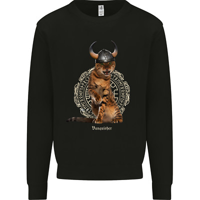Lustiges Wikinger Katze der Bezwinger Kinder Sweatshirt Pullover