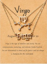 3Pcs Constellation Zodiac Layer Necklace Aquarius