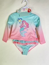 Disney Little Mermaid Ariel Rashguard Top Bottoms Swim Set Swimwear 12 Months