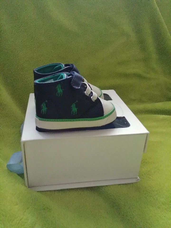 ZAPATOS POLO RALPH LAUREN BEBÉ INFANTIL TALLA 2 AZUL MARINO CUERO NIÑOS Foto 2 de 3
