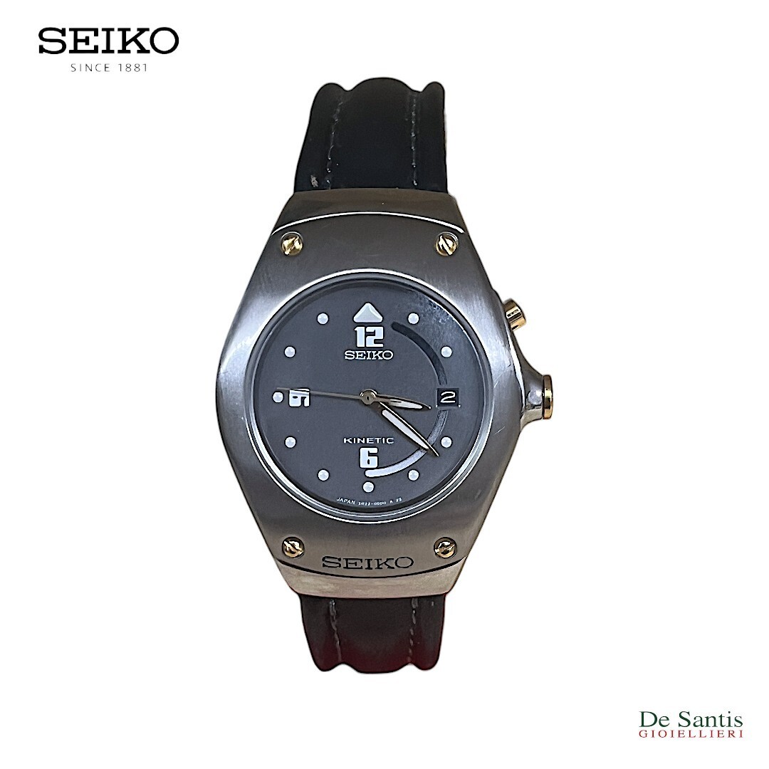 Seiko Kinetic, Automatic Watch, Black Leather Strap  display picture 1