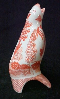 Pink Willow Pie Bird Porcelain Pottery Oriental Willow Ware Collectible New
