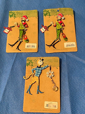 2 Christmas Diva Pins 1 Christmas Diva Cat Pin