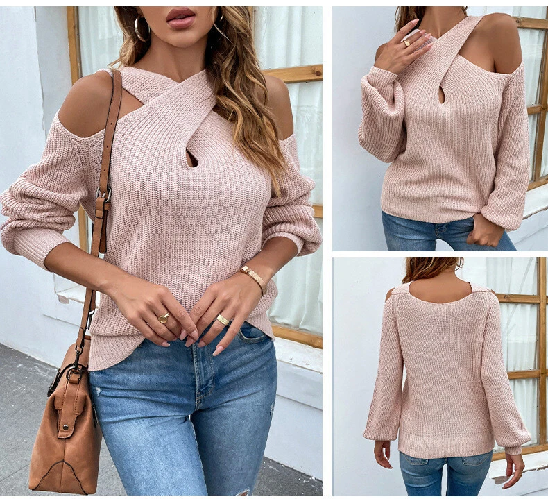 Womens cold top shoulder jumpers