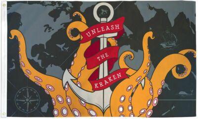 Kraken 3x5' Pirate Flag UNLEASH the KRAKEN Huge Octopus Pirate Flag 100D FABRIC