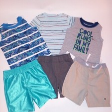 Set of 6 Wonderkids Boys Toddler 2T T Shirts Shorts Outfits
