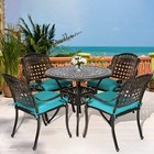 5 Piece Patio Dining Set, Outdoor Furniture Set Round Dining Table w/ 4 Chairs