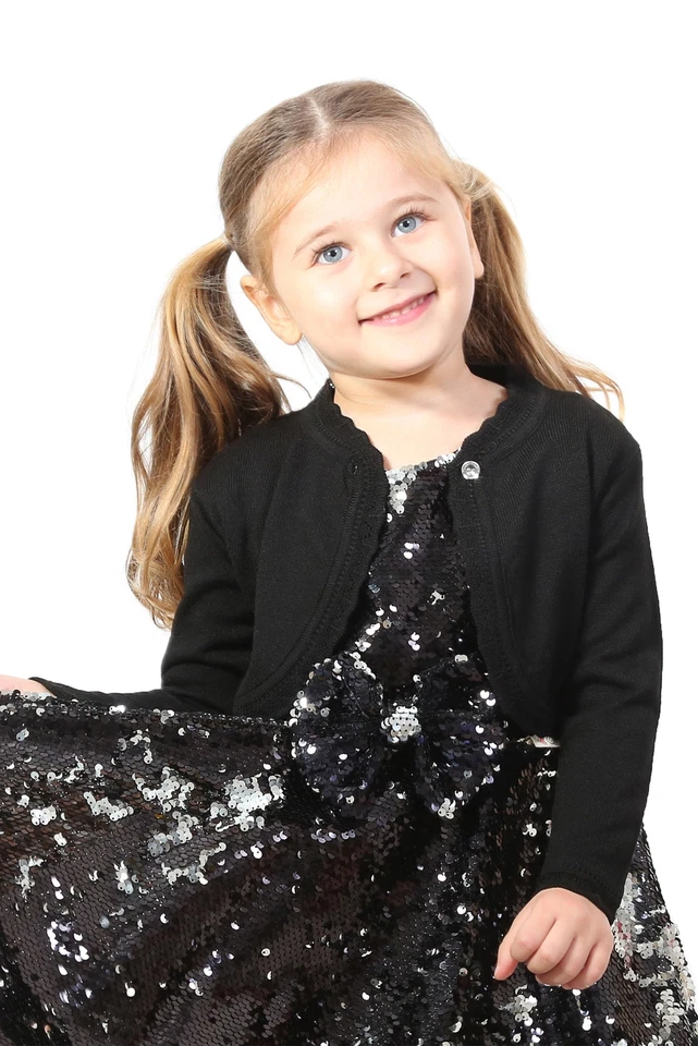 Cardigan Shrug Bolero Long Sleeve Knit Button Closure for Girls - Image 3 of 4