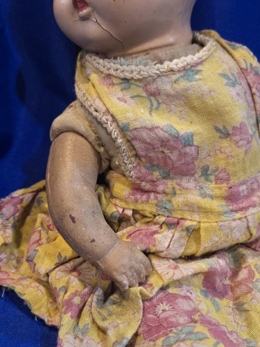 Vintage Spooky Baby Doll Composition Cracked Head Halloween Prop - Picture 2 of 6