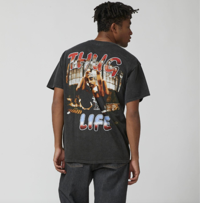 FILA NUOVA maglietta Tupac Thug Life outfitters da uomo taglia XL
