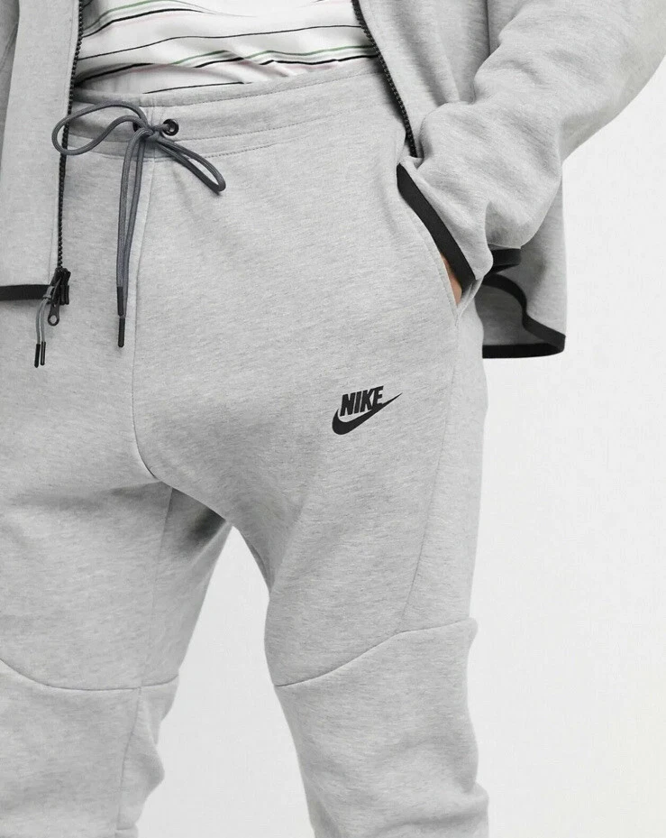 Nike Tech Fleece Jogger Sweatpants 805162-063- Heather Grey/Black - Large | eBay