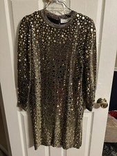VNT Gold Bodycon Cocktail Dress 80s 90s Small 4 Metallic Polka Dots Disco Party