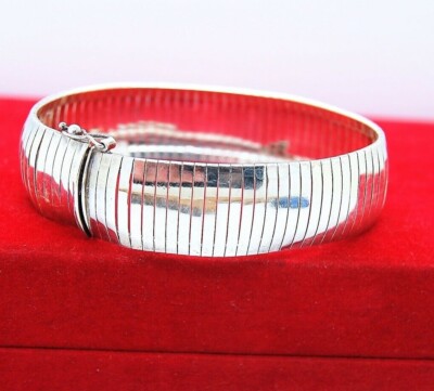 VINTAGE .999 STERLING SILVER ITALY DESIGNER HERRINGBONE CHAIN / LINK BRACELET