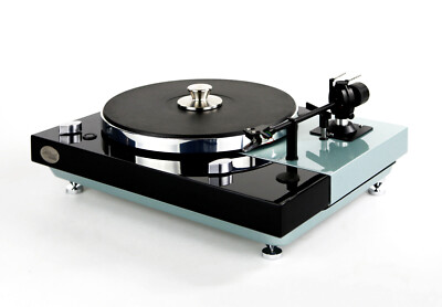 Restored Thorens TD 318 Bicolor Black - Iceblue Metallic Turntable