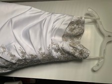 wedding gown size 10 white strapless with beading and train never worn