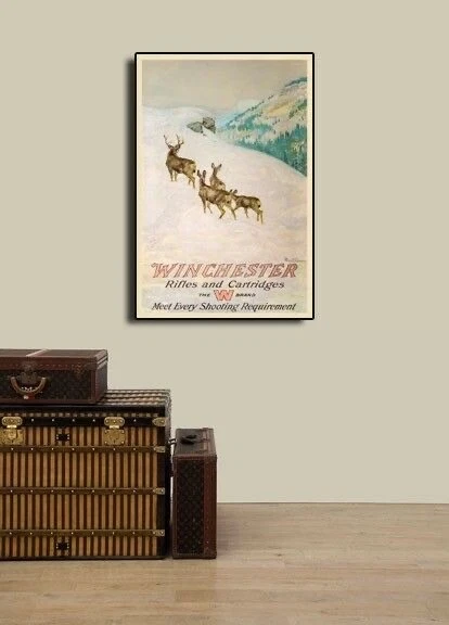 1912 Hunting Poster Winchester Rifles and Cartridges Deer Hunting Poster - 16x24 - Image 3 of 3