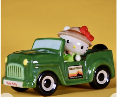 Blue Sky Hello Kitty Adventure Tours Green Jeep Truck Tea Light Candle House NEW