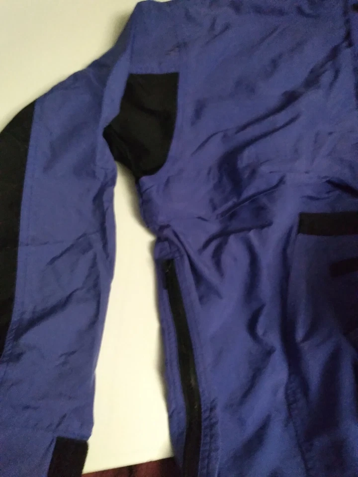 Pullover con capucha vintage blanco Sierra para hombre M púrpura botón a presión polar Foto 2 de 4